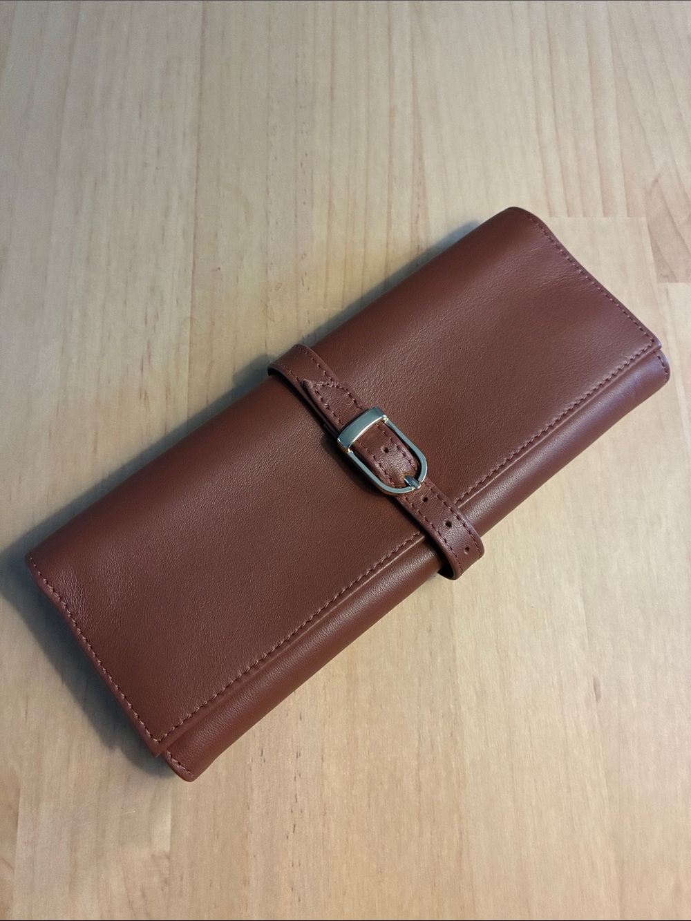 ROYCE New York Walnut Brown Leather Travel Jewelry Organizer Roll
